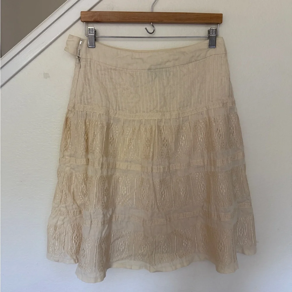 100% Linen Embroidered Skirt - Picture 3 of 5